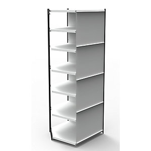 Büro-Regalsystem, mit Rückwand, Regalhöhe 2600 mm, Eck-Anbauregal, Breite x Tiefe 870 x 500 mm.