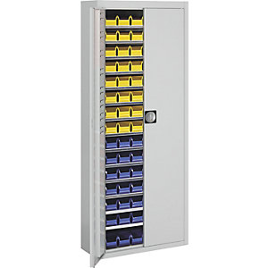 Magazinschrank mit Sichtlagerkästen, HxBxT 1740 x 680 x 280 mm, einfarbig, grau, 90 Kästen.