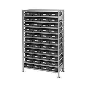 Steckregal, mit ESD Sichtlagerkästen, HxBxT 1790 x 1000 x 300 mm, 44 Sichtlagerkästen.