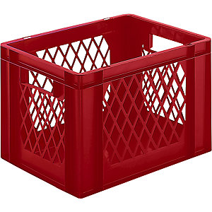 Euro-Format-Stapelbehälter, Wände durchbrochen, Boden geschlossen, LxBxH 400 x 300 x 266 mm, rot, VE 5 Stk.