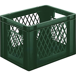 Euro-Format-Stapelbehälter, Wände durchbrochen, Boden geschlossen, LxBxH 400 x 300 x 266 mm, grün, VE 5 Stk.