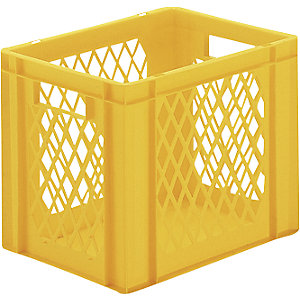 Euro-Format-Stapelbehälter, Wände durchbrochen, Boden geschlossen, LxBxH 400 x 300 x 320 mm, gelb, VE 5 Stk.