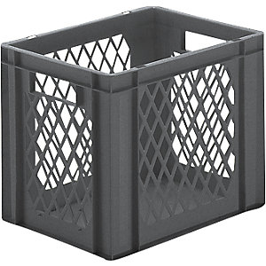 Euro-Format-Stapelbehälter, Wände durchbrochen, Boden geschlossen, LxBxH 400 x 300 x 320 mm, grau, VE 5 Stk.