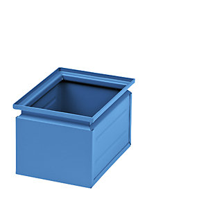 Stapelkasten aus Stahlblech, Volumen ca. 3,6 l, lichtblau RAL 5012.
