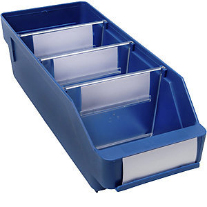 Regalkasten aus hochschlagfestem Polypropylen, blau, LxBxH 300 x 118 x 95 mm, VE 30 Stk.