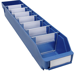 Regalkasten aus hochschlagfestem Polypropylen, blau, LxBxH 600 x 118 x 95 mm, VE 30 Stk.