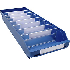 Regalkasten aus hochschlagfestem Polypropylen, blau, LxBxH 600 x 240 x 95 mm, VE 15 Stk.