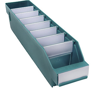 Regalkasten aus hochschlagfestem Polypropylen, grün, LxBxH 400 x 90 x 95 mm, VE 40 Stk.
