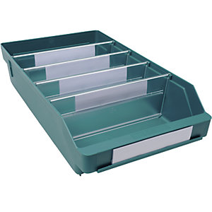 Regalkasten aus hochschlagfestem Polypropylen, grün, LxBxH 400 x 240 x 95 mm, VE 15 Stk.