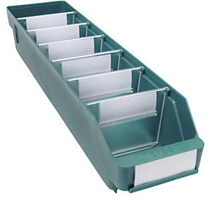 Regalkasten aus hochschlagfestem Polypropylen, grün, LxBxH 500 x 118 x 95 mm, VE 30 Stk.