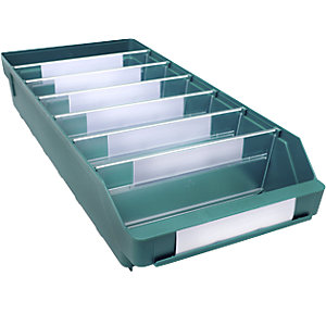 Regalkasten aus hochschlagfestem Polypropylen, grün, LxBxH 500 x 240 x 95 mm, VE 15 Stk.