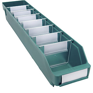 Regalkasten aus hochschlagfestem Polypropylen, grün, LxBxH 600 x 118 x 95 mm, VE 30 Stk.