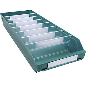 Regalkasten aus hochschlagfestem Polypropylen, grün, LxBxH 600 x 240 x 95 mm, VE 15 Stk.