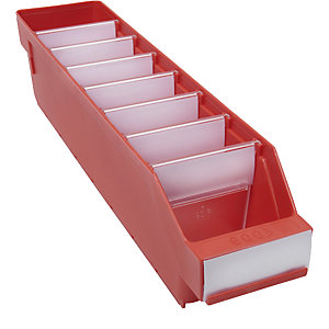Regalkasten aus hochschlagfestem Polypropylen, rot, LxBxH 400 x 90 x 95 mm, VE 40 Stk.