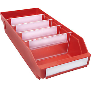 Regalkasten aus hochschlagfestem Polypropylen, rot, LxBxH 400 x 180 x 95 mm, VE 20 Stk.
