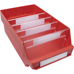 Regalkasten aus hochschlagfestem Polypropylen, rot, LxBxH 400 x 240 x 150 mm, VE 10 Stk.
