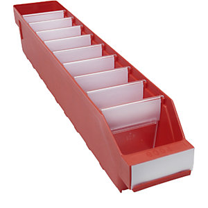 Regalkasten aus hochschlagfestem Polypropylen, rot, LxBxH 500 x 90 x 95 mm, VE 40 Stk.