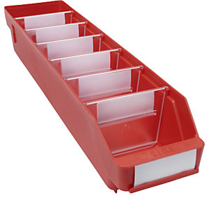 Regalkasten aus hochschlagfestem Polypropylen, rot, LxBxH 500 x 118 x 95 mm, VE 30 Stk.