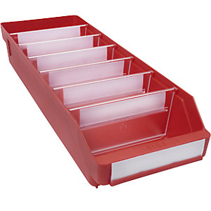 Regalkasten aus hochschlagfestem Polypropylen, rot, LxBxH 500 x 180 x 95 mm, VE 20 Stk.