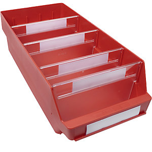 Regalkasten aus hochschlagfestem Polypropylen, rot, LxBxH 500 x 240 x 150 mm, VE 10 Stk.