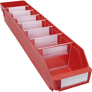 Regalkasten aus hochschlagfestem Polypropylen, rot, LxBxH 600 x 118 x 95 mm, VE 30 Stk.