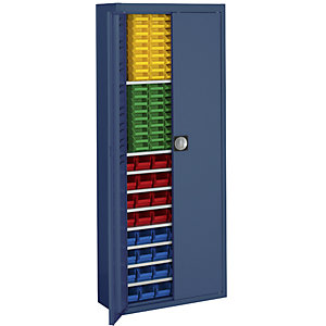 Magazinschrank mit Sichtlagerkästen, HxBxT 1740 x 680 x 280 mm, einfarbig, blau, 138 Kästen.