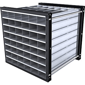 Wabenregal, HxBxT 1000 x 1000 x 1000 mm, 48 Wannen, 6 x 8 Fächer.