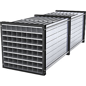 Wabenregal, HxBxT 1000 x 1000 x 3000 mm, 64 Wannen, 8 x 8 Fächer.