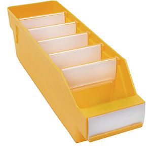 Regalkasten aus hochschlagfestem Polypropylen, gelb, LxBxH 300 x 90 x 95 mm, VE 40 Stk.
