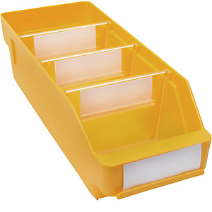 Regalkasten aus hochschlagfestem Polypropylen, gelb, LxBxH 300 x 118 x 95 mm, VE 30 Stk.