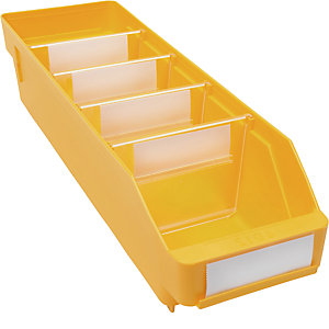 Regalkasten aus hochschlagfestem Polypropylen, gelb, LxBxH 400 x 118 x 95 mm, VE 30 Stk.