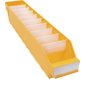 Regalkasten aus hochschlagfestem Polypropylen, gelb, LxBxH 500 x 90 x 95 mm, VE 40 Stk.