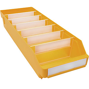 Regalkasten aus hochschlagfestem Polypropylen, gelb, LxBxH 500 x 180 x 95 mm, VE 20 Stk.