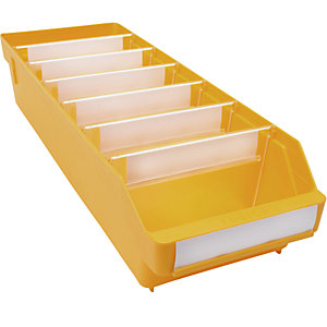 Regalkasten aus hochschlagfestem Polypropylen, gelb, LxBxH 500 x 180 x 110 mm, VE 20 Stk.