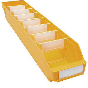 Regalkasten aus hochschlagfestem Polypropylen, gelb, LxBxH 600 x 118 x 95 mm, VE 30 Stk.