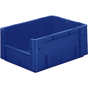 Euro-Stapelbehälter mit Eingriff, Volumen 14,5 l, LxBxH 400 x 300 x 175 mm, VE 4 Stk, blau.