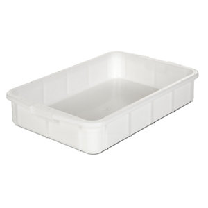 Kunststoff-Stapelbehälter, Volumen 26 l, Außenmaße LxBxH 668 x 445 x 122 mm, natur.