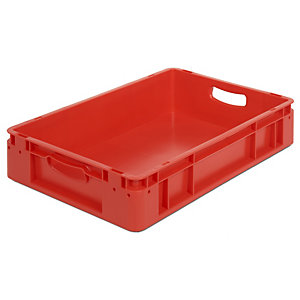 Industriebehälter, Volumen 20 l, LxBxH 600 x 400 x 120 mm, VE 5 Stk, rot.